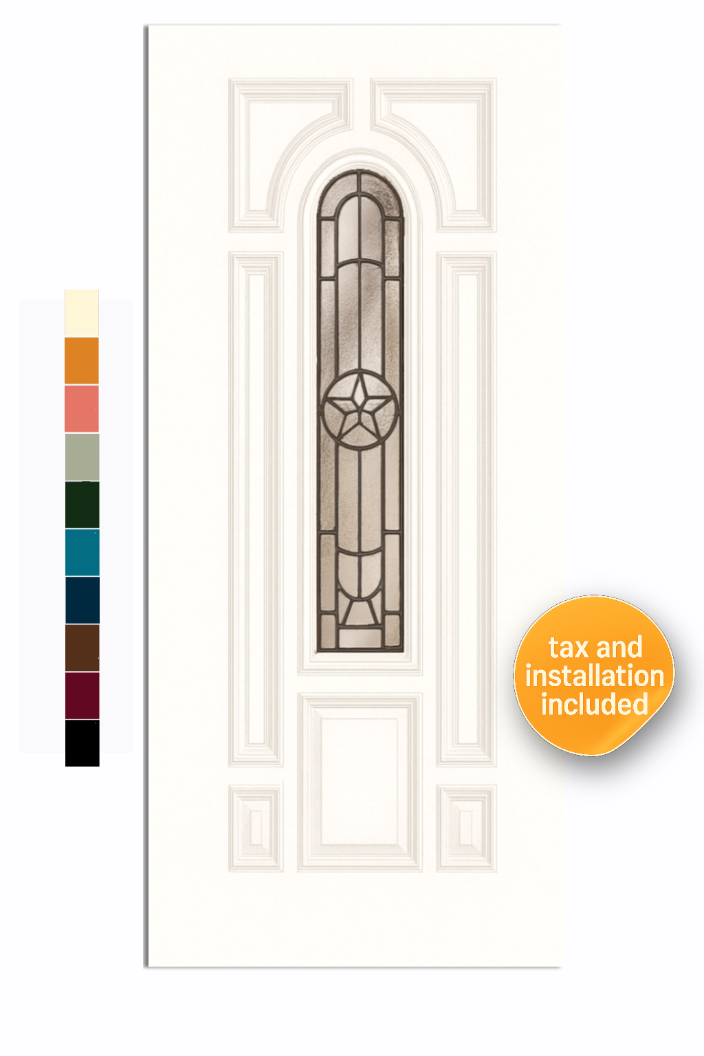 Smooth Finish Door w/ Lone Star Pattern Arch Lite 36"x80" Model 122