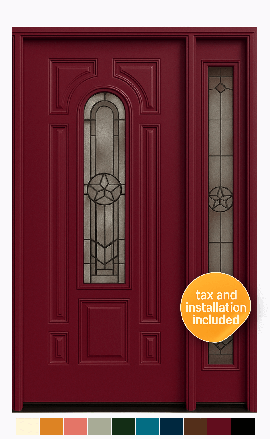 Smooth Finish Door w/ Lone Star Pattern Arch Lite 36"x80" Model 122 - Image 2