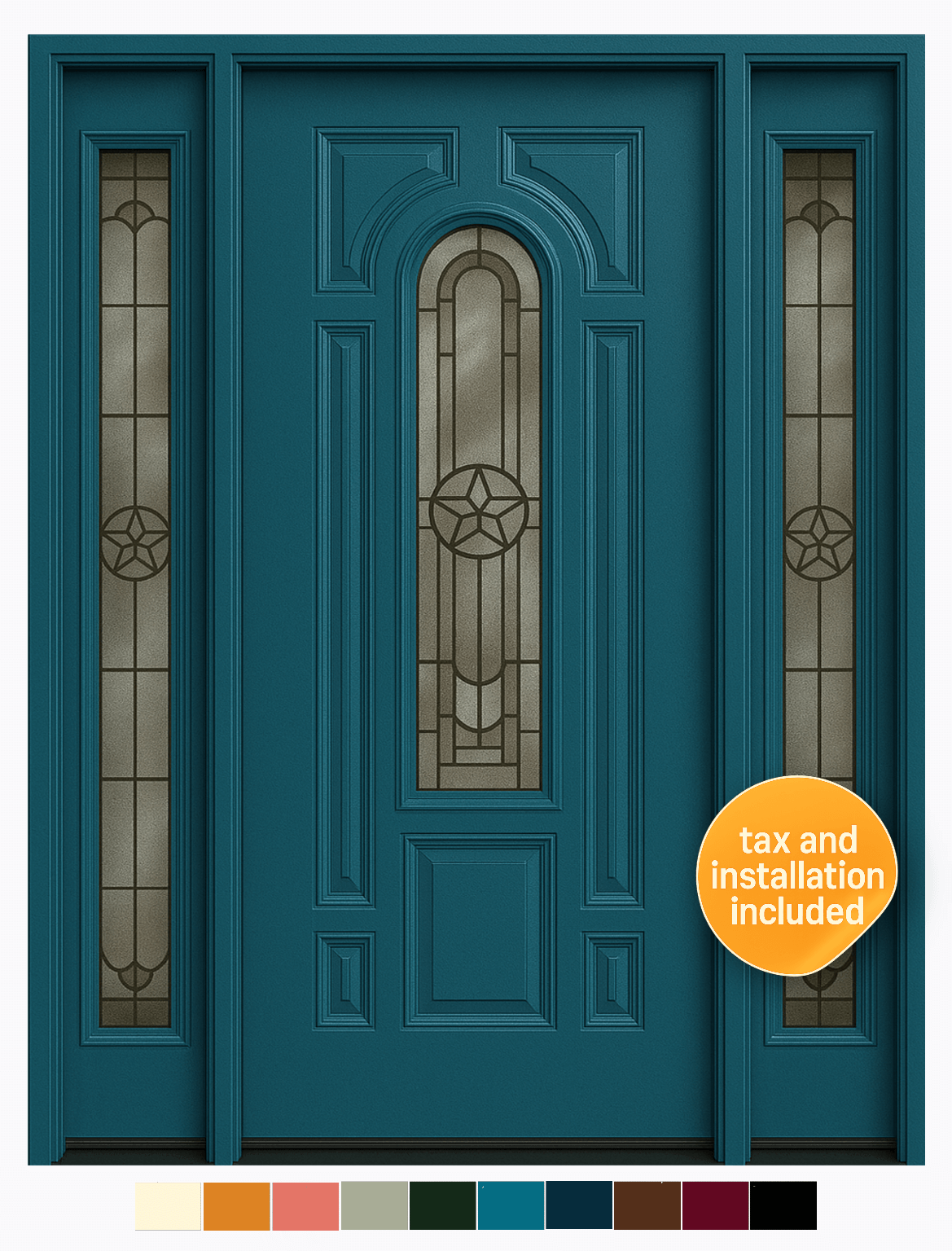 Smooth Finish Door w/ Lone Star Pattern Arch Lite 36"x80" Model 122 - Image 3