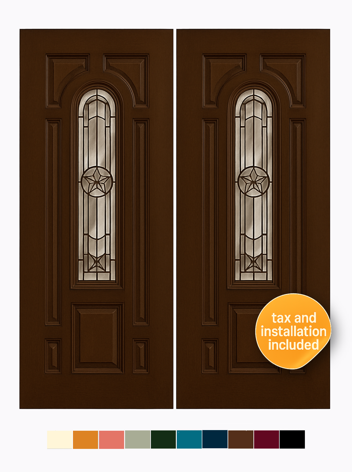 Smooth Finish Door w/ Lone Star Pattern Arch Lite 36"x80" Model 122 - Image 4