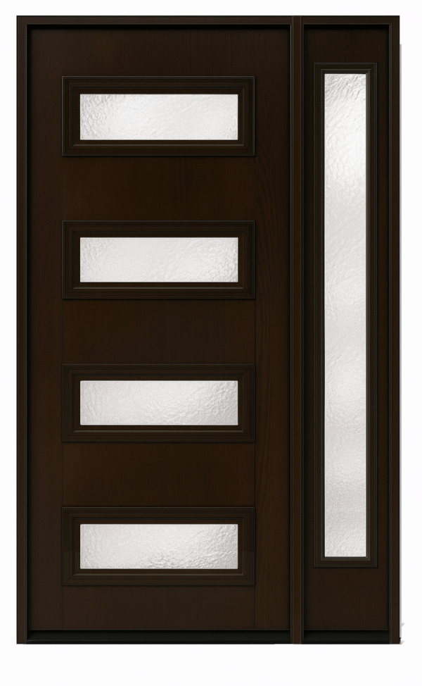Teak Finish Door  Modern 3 Lite  36"x80" Model 132 (additional glass options are available.  Contact us for more information) - Image 2