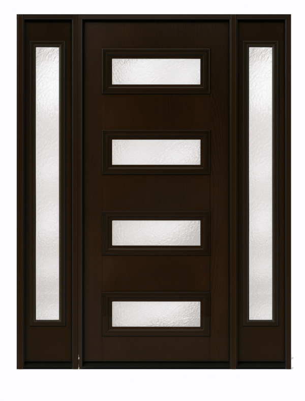 Teak Finish Door  Modern 3 Lite  36"x80" Model 132 (additional glass options are available.  Contact us for more information) - Image 3