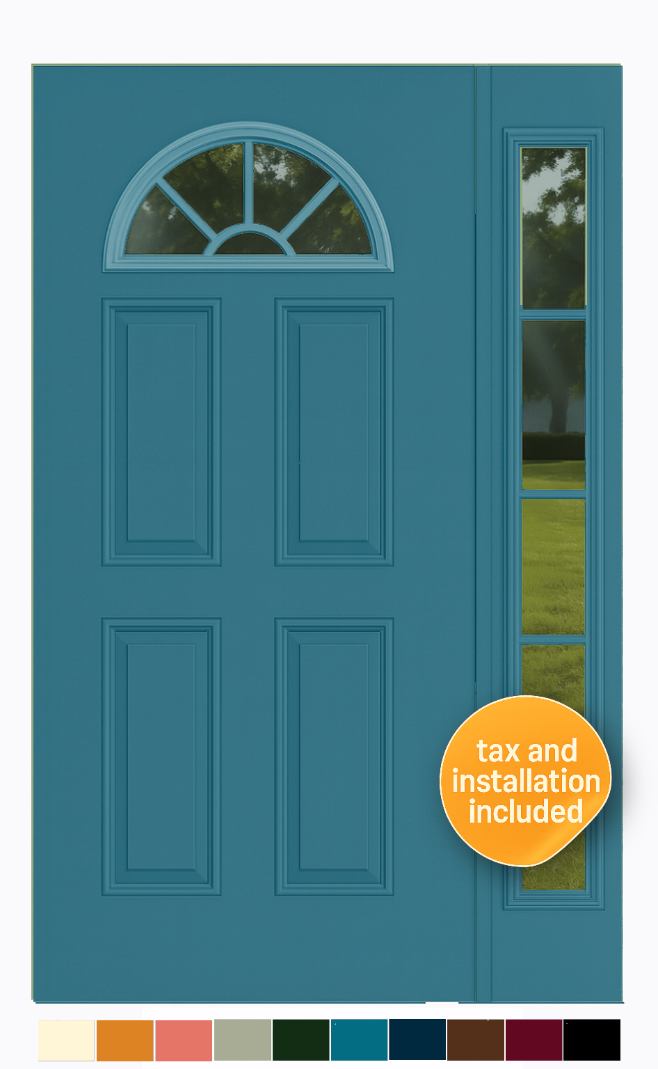 Smooth Finish Door Clear Low-E W/Grids Fan Lite 36", 32" or 30"x80" Model 153 - Image 2