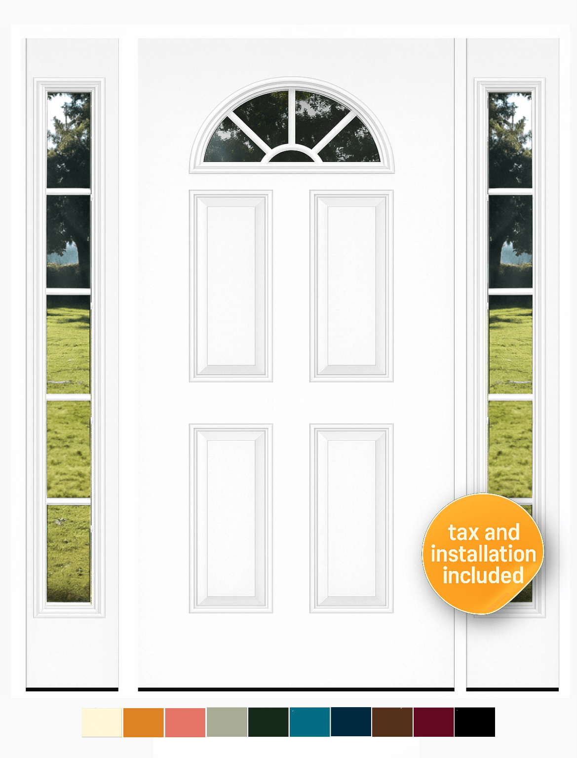 Smooth Finish Door Clear Low-E W/Grids Fan Lite 36", 32" or 30"x80" Model 153 - Image 3