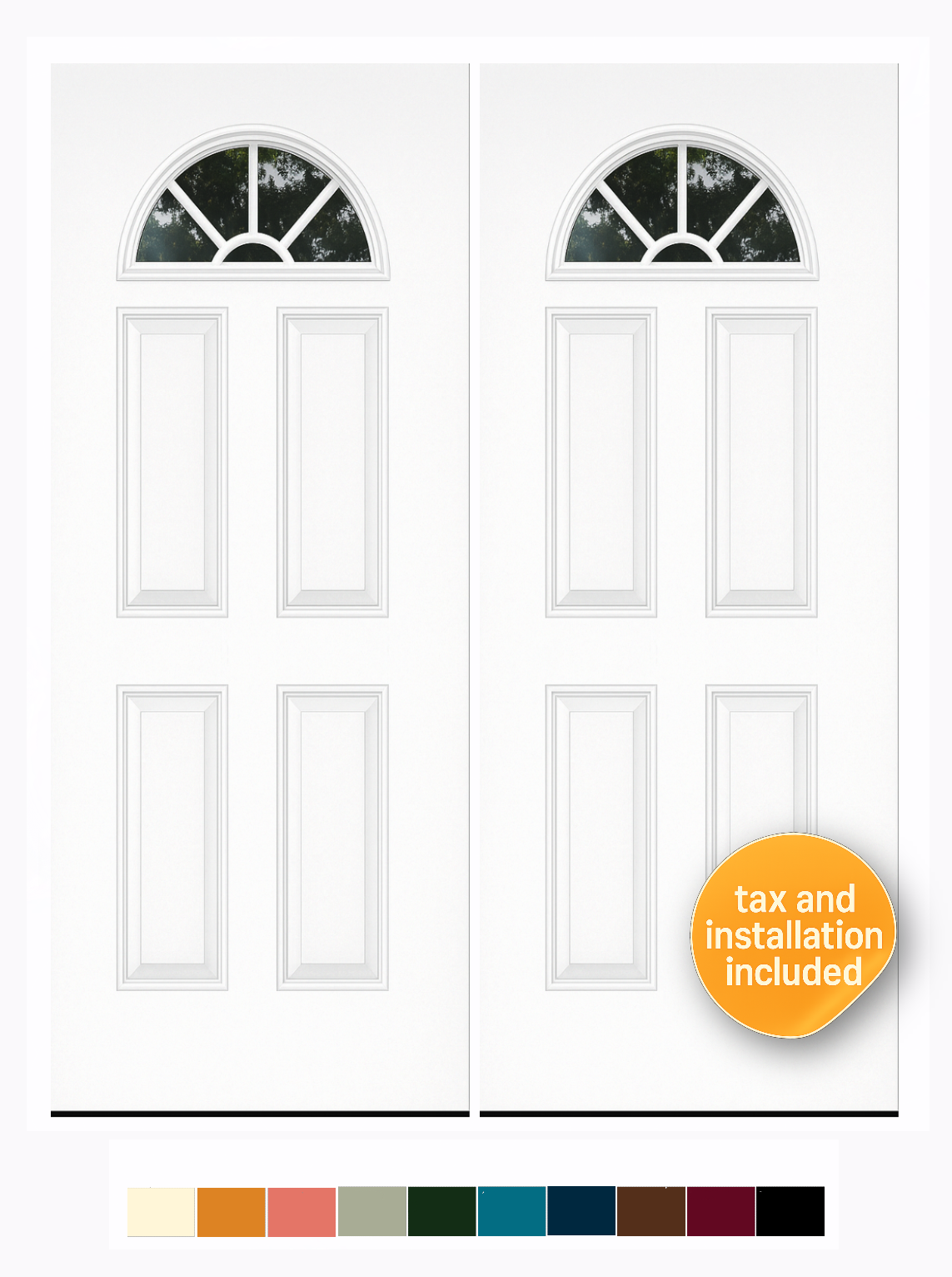 Smooth Finish Door Clear Low-E W/Grids Fan Lite 36", 32" or 30"x80" Model 153 - Image 4