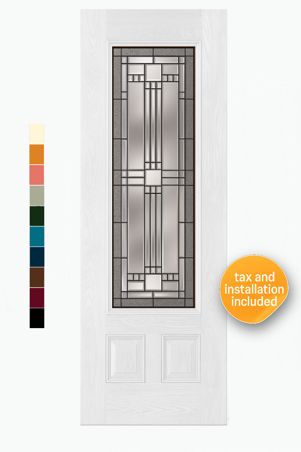 Smooth 3/4 Lite Door w/ Lehigh Pattern 36"x96" 8 Foot Model 178